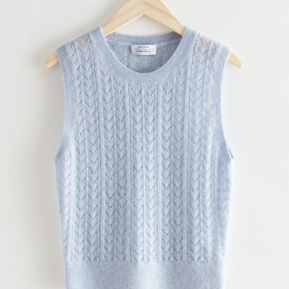 Blue pointelle wool sweater vest from & Other Stories
